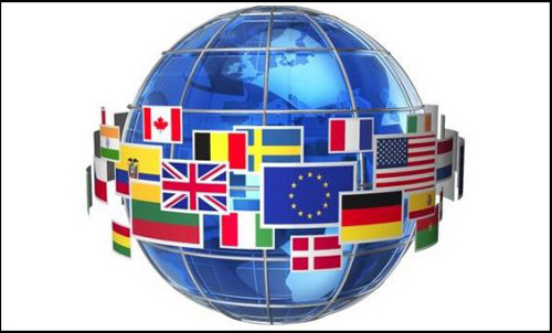 Labor Condition Applications - Image of a world map with different countries flag